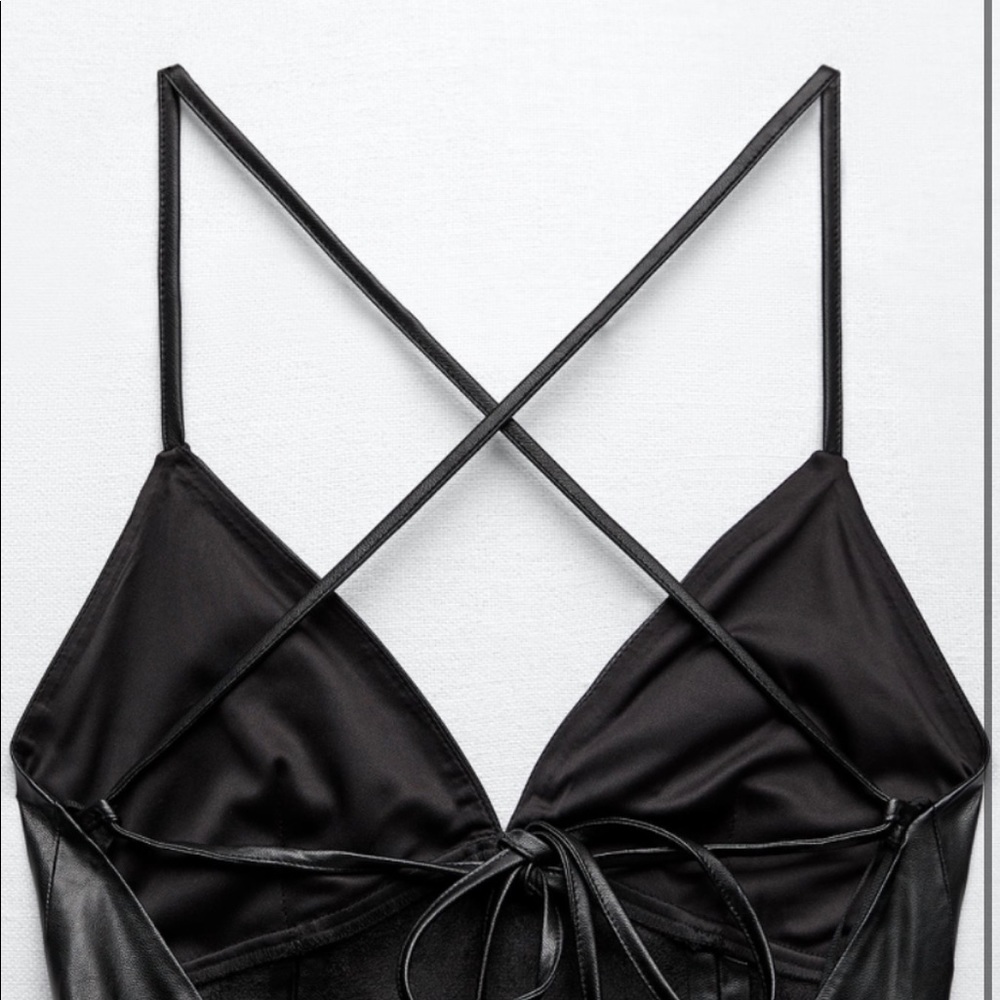 FAUX LEATHER SLIP DRESS - Picture 2 of 8
